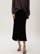 Machi Kamiiのシルクベルベット魚尾スカート【エレガント・ミディ丈・斜め裁断】