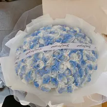 造花のソープフラワーブーケ【アイスブルー薔薇・誕生日・実用的ギフト】