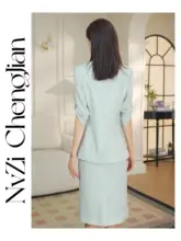 高級感あるデザインの西洋風ショートジャケットと半袖スカート【ファッショナブル・ビジネスシーンに最適】（セットアップ対応）