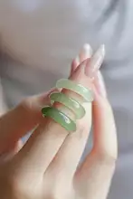 和田玉製 素圈リング【女性用・晴水冰種・緑玉石・新中式】