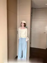 斜め肩デザインの長袖Tシャツ【春用・スリムフィット】