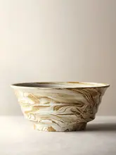 手作りの陶器ラーメンボウル【ビンテージスタイル・創作デザイン・大サイズ】