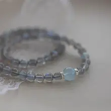 天然水晶・灰月光・アクアマリンブレスレット【シルバー・シンプルデザイン・ギフト用】