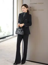 秋冬用 高級ウールカシミヤスーツ【女性・フィット感のあるデザイン・ネイビーブルー・キャリアスタイル】（セットアップ対応）