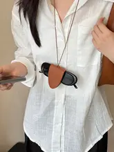 革製ネックストラップ付きメガネクリップ【磁気吸着・女性用・持ち運び便利・サングラス用】