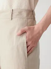 リネン平織りストレートパンツ【女性用・夏用・ナチュラルカラー】