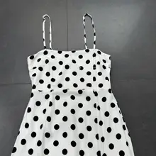 フレンチスタイルの大波点マキシドレス【エレガント・細身効果・キャミソール】