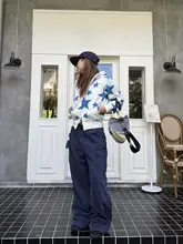 秋季カジュアルスタイル！星柄フーディーコート【毛圈素材・女性用・レトロデザイン】