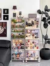 透明階段型収納ラック【リビング用・キャスター付き・フィギュア展示用・防塵設計】