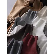 ハイネックニットインナー 女性 秋冬 深灰色 メランジェ