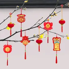 お祝い装飾グリーン植物の馬年ムードセットアップ装飾【新年桜の花ぶら下げ装飾】（セットアップ対応）