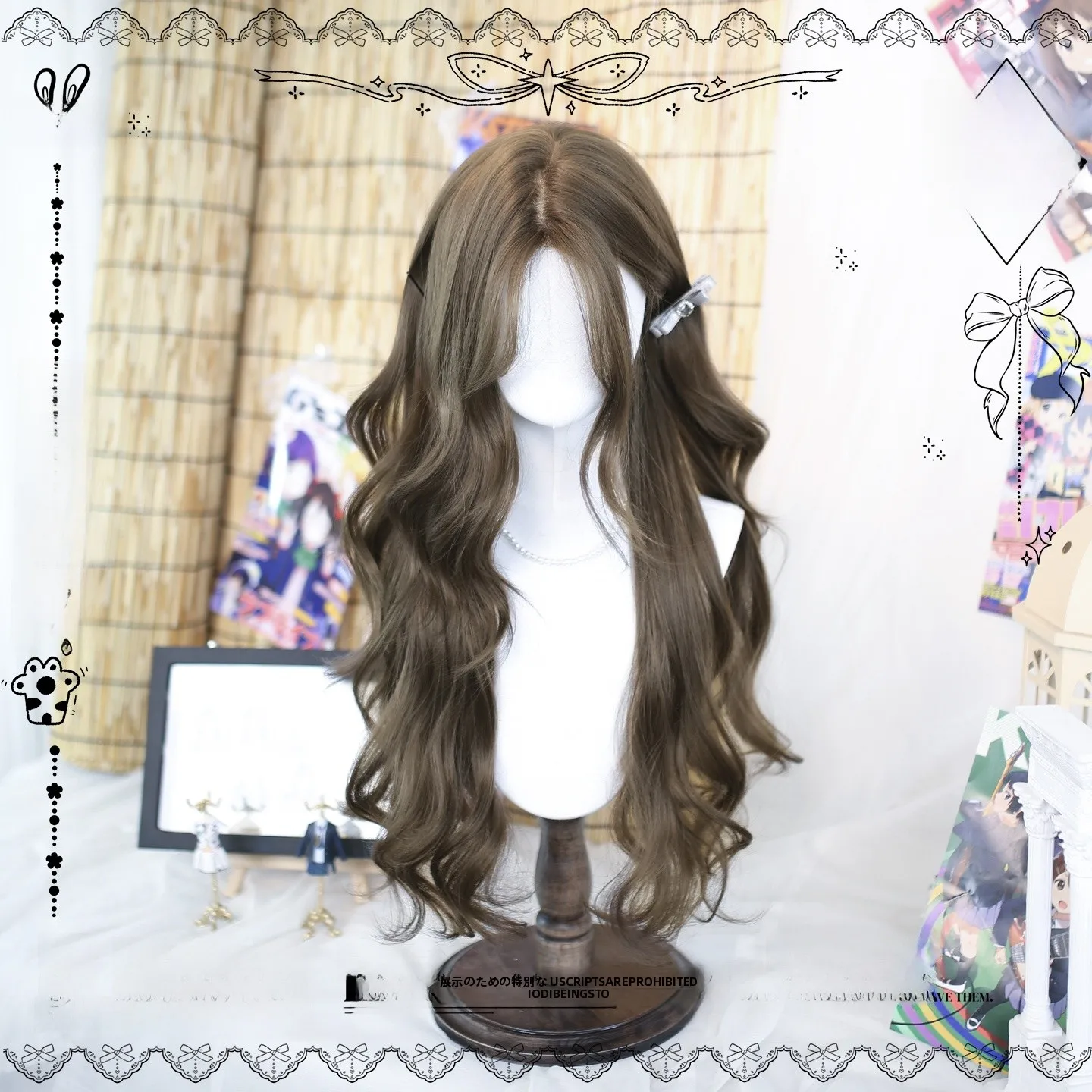 ロリータスタイルの長いウィッグ：ロングヘア前髪なしに最適なリアル質感の全 頭カバー