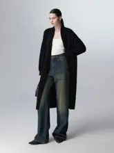 Bymolycho ヴィンテージハイウエストデニムパンツ【秋冬用・ゆったり・フレア・ロング丈】