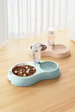 ペット用自動給水器＆食器一体型【猫・犬用・防倒設計・二重ボウル】（セットアップ対応）
