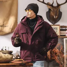 アメリカンレトロ 白鹅绒使用の工場作業風ジャケット【冬用・フード付き・防寒】