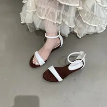 低ヒールの女の子用サンダル【夏用・粗いヒール・ヒョウ柄・オープントゥ・ローマスタイル】（セットアップ対応）