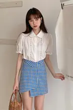 レース付きドールカラーシャツ【フレンチスタイル・短袖・夏用】