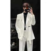 デザイン性のある飾り帯付きスーツ【ジャケット・パンツ・セットアップ対応】