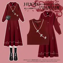 新中式国風紅色ワンピース【春用・シャツドレス・お祝い向け】