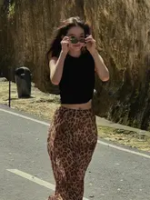 極上の柔らかさ！桑蚕絲製レオパードプリントスカート【リゾートスタイル・ミニマリスト】