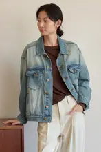デニムショートジャケット【レトロデザイン・秋用・ファッショナブル】