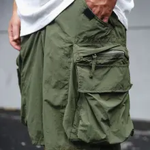 メンズ夏用ワークショートパンツ【大きなポケット・ジッパー付き・フィット・アウトドア向け・五分丈】