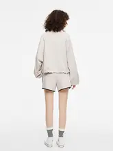 秋季新作 ビンテージ風 米白色 カジュアル シンプル ライフスタイル スポーティー ショートパンツ（セットアップ対応）