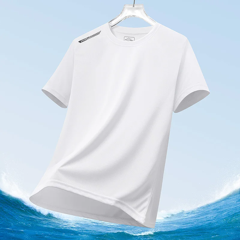 夏用アイスシルク半袖Tシャツ：30代男性向け通気性重視のカジュアルランニングウェア