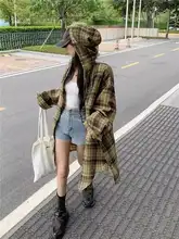 大きいサイズのレトロチェックパーカーシャツ【秋用・ゆったりしたデザイン・中長丈】