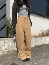 カジュアルなデザインの皺加工ストレートパンツ【レディース・ワイドレッグ・デニム】（セットアップ対応）
