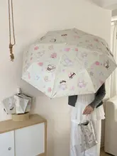 かわいい花柄犬デザインの日傘兼用折りたたみ傘【UVカット・学生向け・ポータブル】
