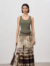 リネン手編みフラワーニットタンクトップ【夏用・フィット・カジュアルスタイル】（セットアップ対応）