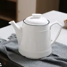 シンプルな欧風デザインの陶器製ミルクポット【青い縁取り・家庭用調味料入れ】