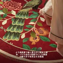 中華風デザインの防水防滑ラグマット【暖かい・リビング用・お正月向け・赤色】