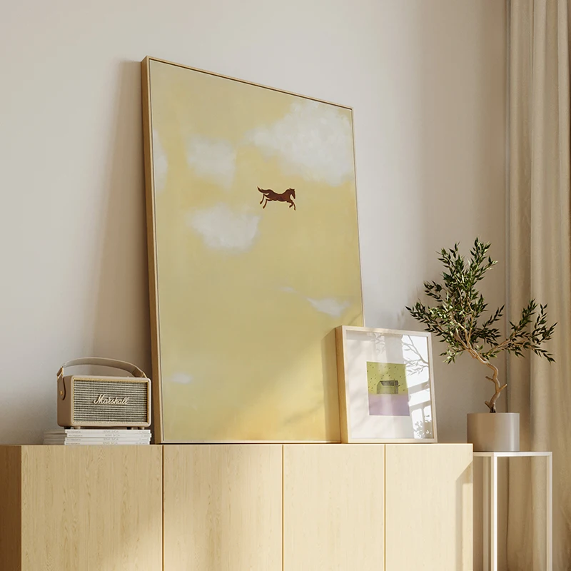 クリーム風のリビングdecor壁画：北欧スタイルアート作品の空間統一効果と設置ガイド
