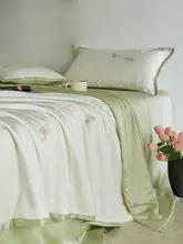 高級感ある刺繍のテンセル大豆タンパク使用サマーケット4点セット【アイスシルク・洗える・クーリング機能】