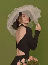 個性的な大きなつばのレースメッシュハット【女性用・アウトドア・オシャレな写真撮影向け】