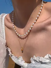 天然淡水珍珠のダブルレイヤー水滴ペンダントネックレス【女性用・秋冬用・高級感】