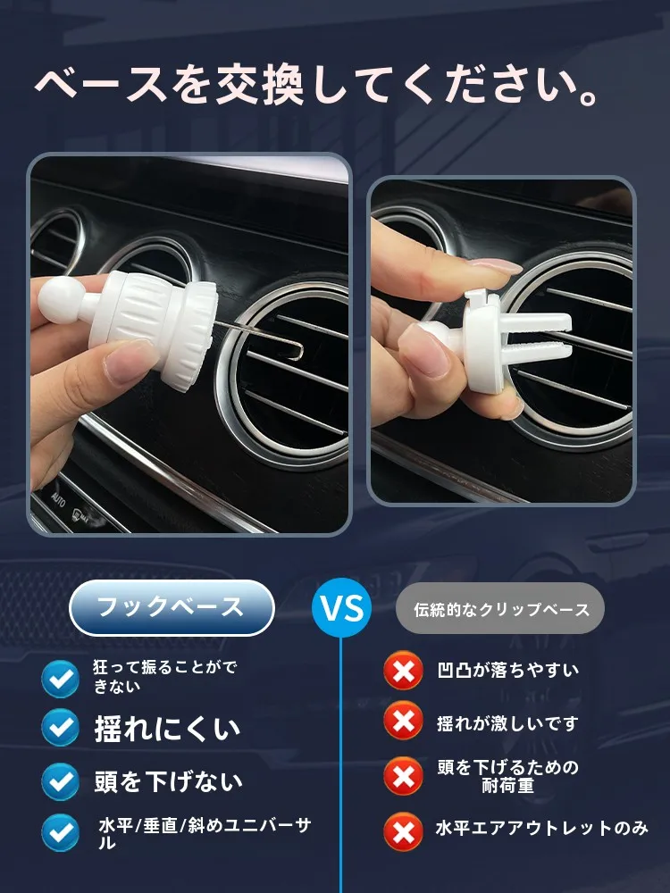 可愛いパンダデザインの車載スマートフォンホルダー：エアコン出风口に設置可能