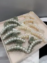 高級感のあるアセテート製髪留め【パール付き・大きめサイズ】