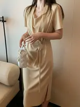 胸下リボンデザインのニットTワンピース【エレガント・優しい雰囲気】