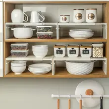 伸縮式キッチン収納ラック【多層設計・調理器具や食器の整理に最適】