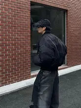 リバーシブルボンバージャケット【ブラック・オレンジ・ウィンターファッション・破れ加工】