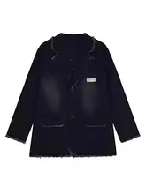 秋季用アメリカンスタイルのブラックデニムジャケット【女性用・ラフなデザイン・ゆったりシルエット】