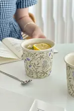 高級感あるフレンチスタイルの紫色ハンドル付きカップ【コーヒー・ミルク・ジュース用】