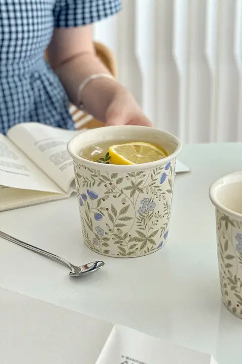 高級感あるフレンチスタイルの紫色ハンドル付きカップ【コーヒー・ミルク・ジュース用】