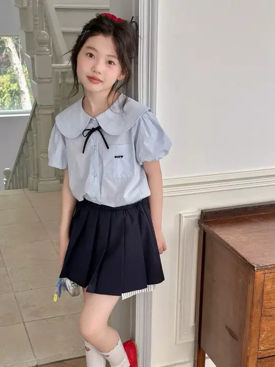 学院風 女の子用JK制服【半袖シャツ・プリーツスカート・夏用】（セットアップ対応）