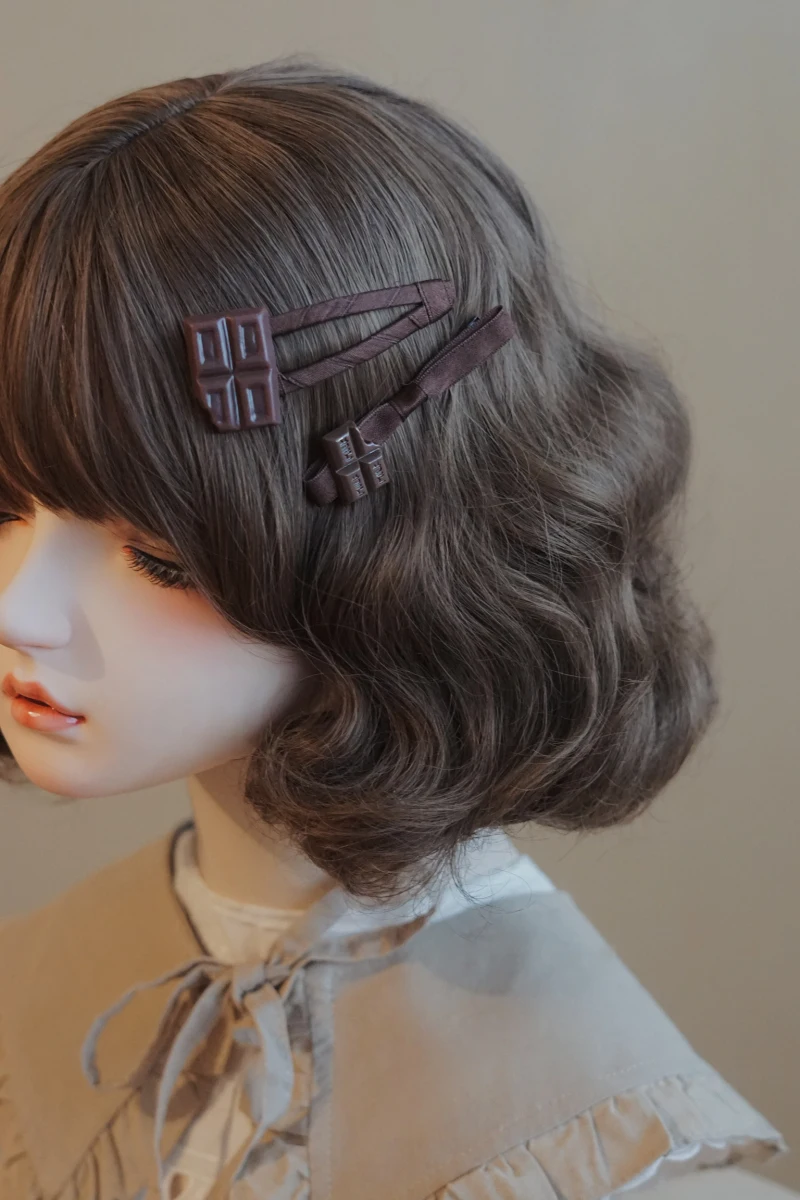 チョコレート色のリボンヘアゴム：日系スタイルの秋冬用手作りヘアアクセサリー