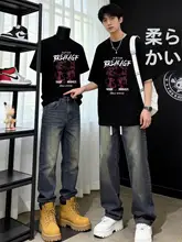アメリカンスタイルのコットン半袖Tシャツ【カジュアルファッション・男性用】（セットアップ対応）