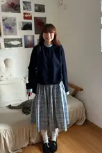 LIVINGTOWN 配色切替ウールニットカーディガン【ラウンドネック・長袖・ショート丈】